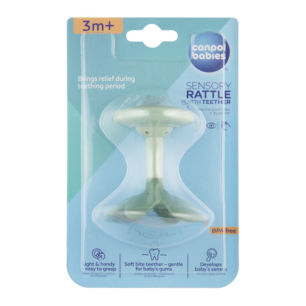 Canpol babies kousátko s chrastítkem senzorické - zelené
