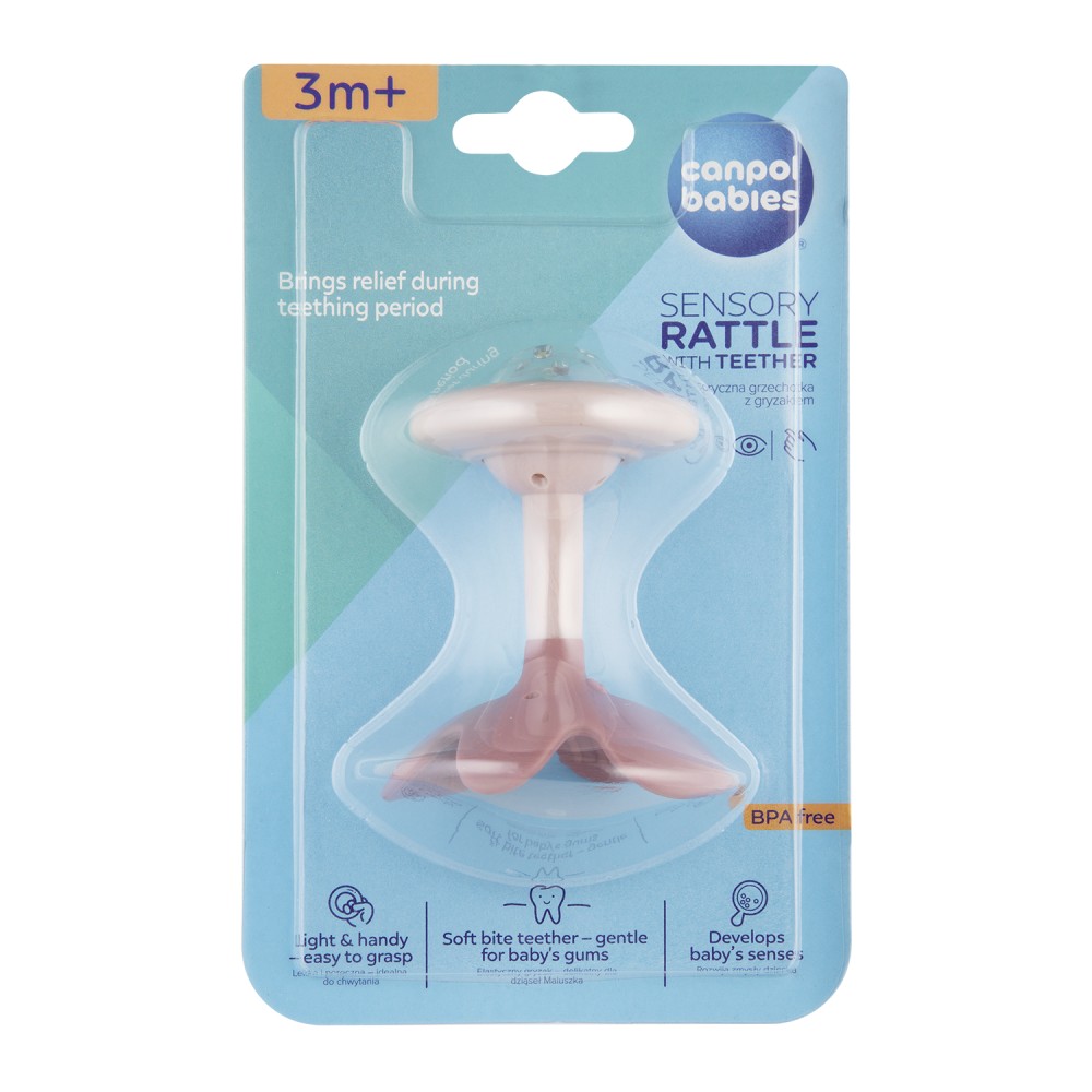 Canpol babies kousátko s chrastítkem senzorické - růžové
