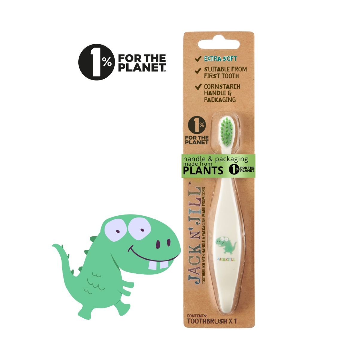 Jack N' Jill Bio s dinosaurem dětský zubní kartáček