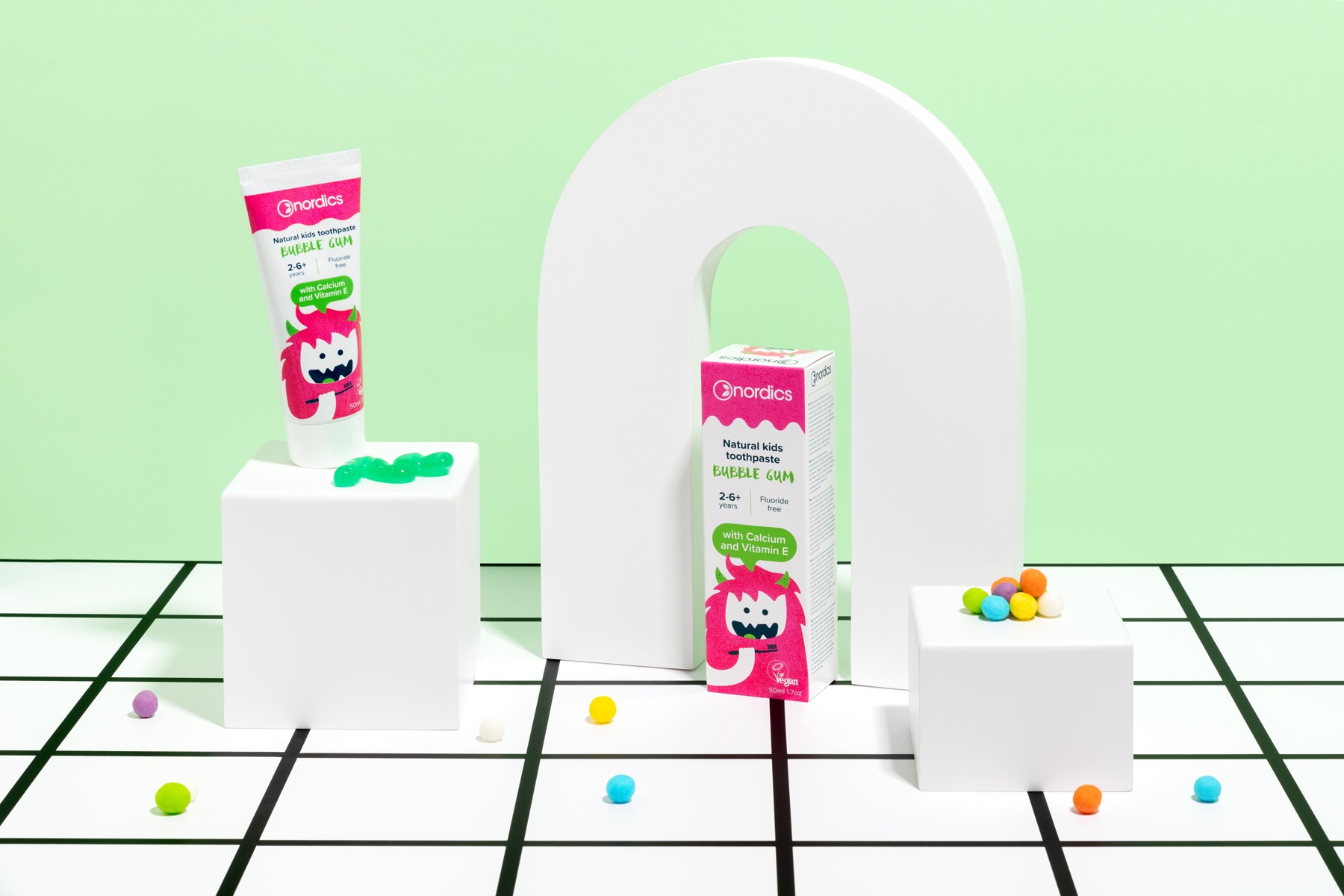 Nordics Kids Bubble Gum dětská zubní pasta 50 ml