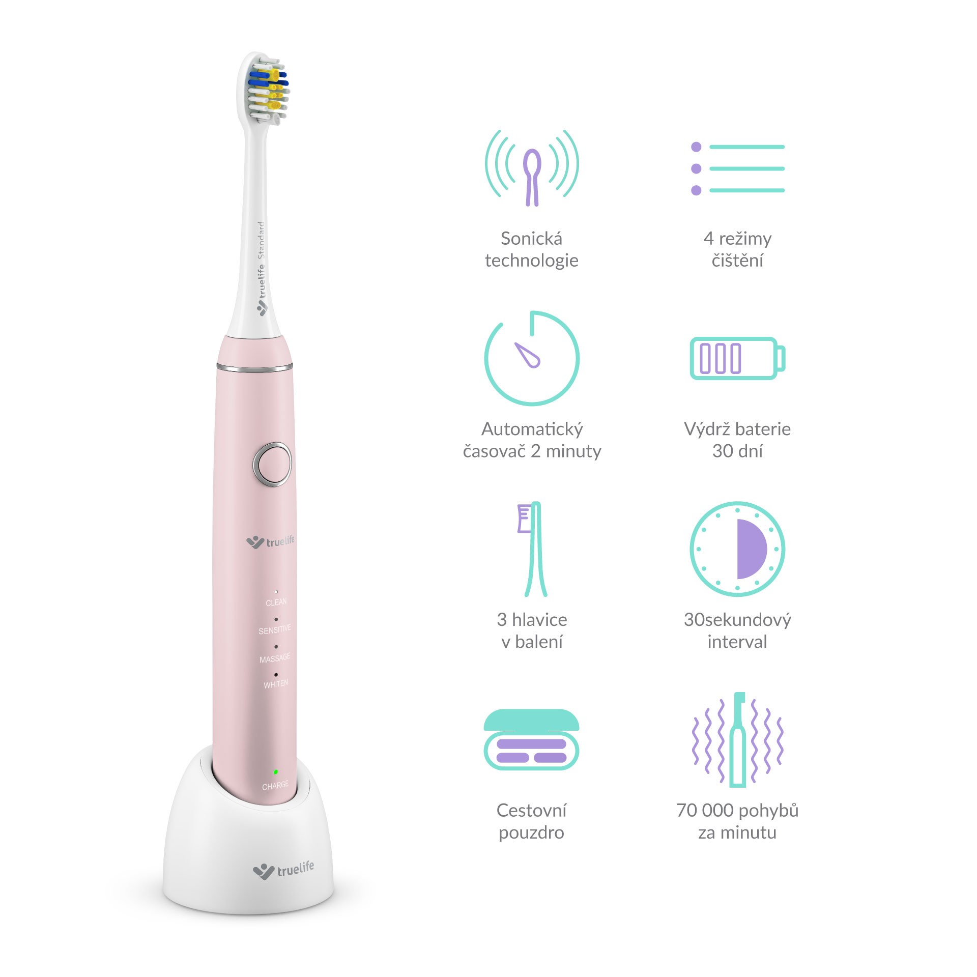 TrueLife SonicBrush Compact Pink sonický kartáček