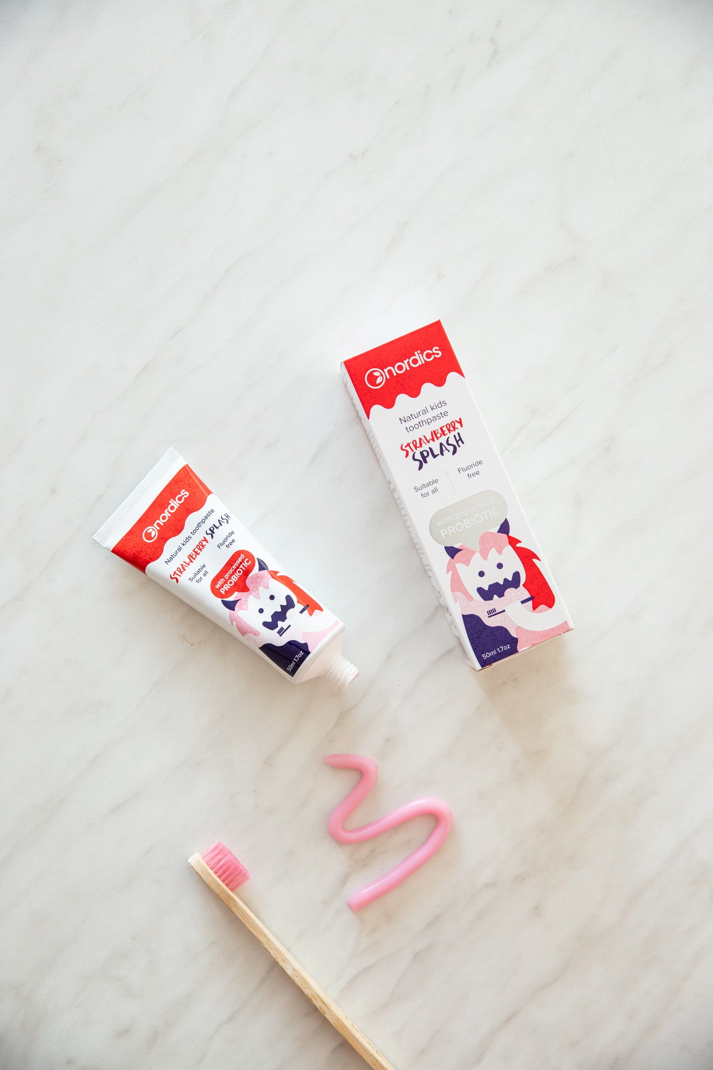 Nordics Kids Strawberry Splash Probiotic dětská zubní pasta 50 ml