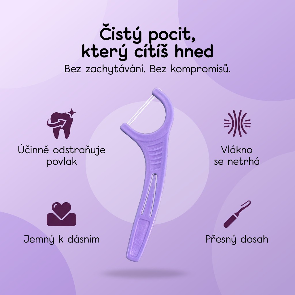 Hello Coco Floss Picks nit v držáku 30 ks