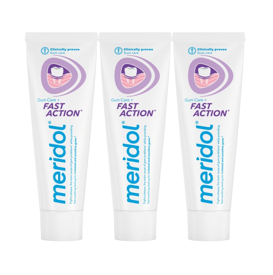 Meridol Fast Action zubní pasta 3×75 ml