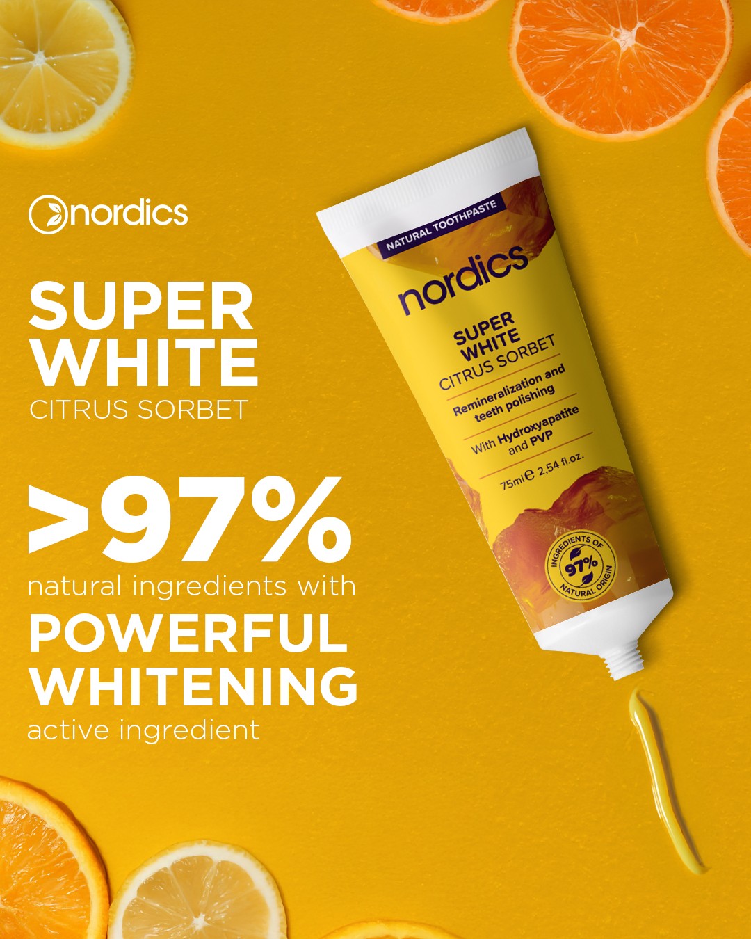 Nordics Super White zubní pasta 75 ml