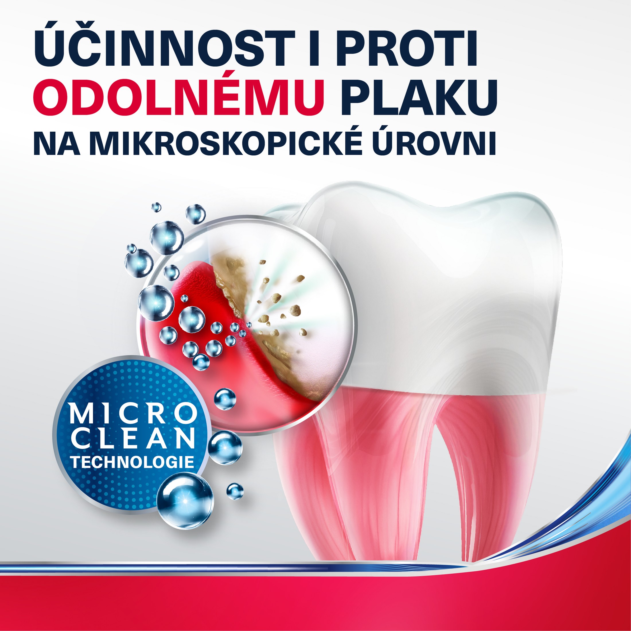 Parodontax Intensive Gum Repair White&Polish zubní pasta 75 ml - Parodontax Micro Clean technologie banner účinnost proti plaku ilustrace zubu