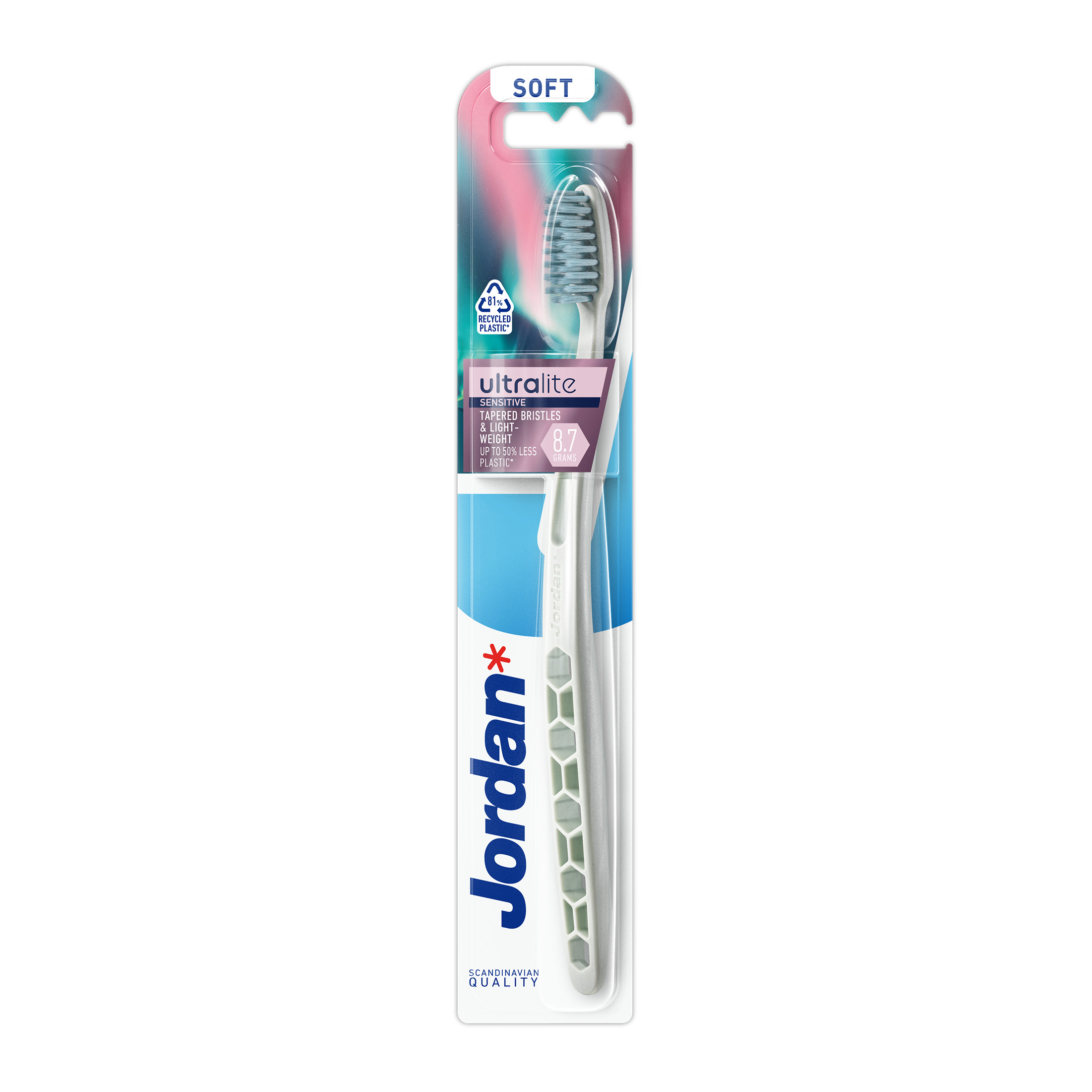 Jordan Ultralite Sensitive Soft zubní kartáček 1 ks - Jordan Ultralite Sensitive Soft zelený zubní kartáček v blistru
