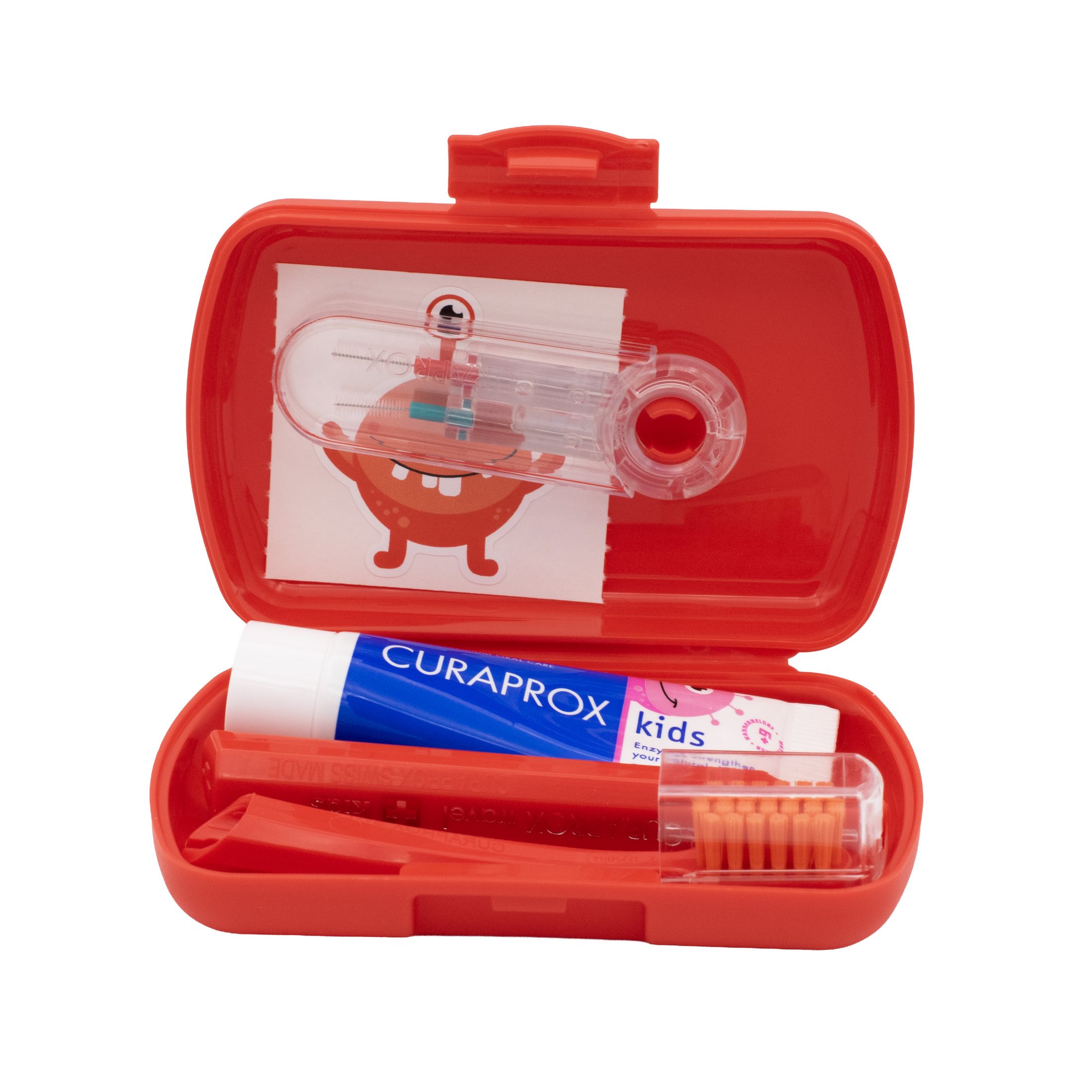 Curaprox Travel Set Kids cestovní sada pro děti - červená