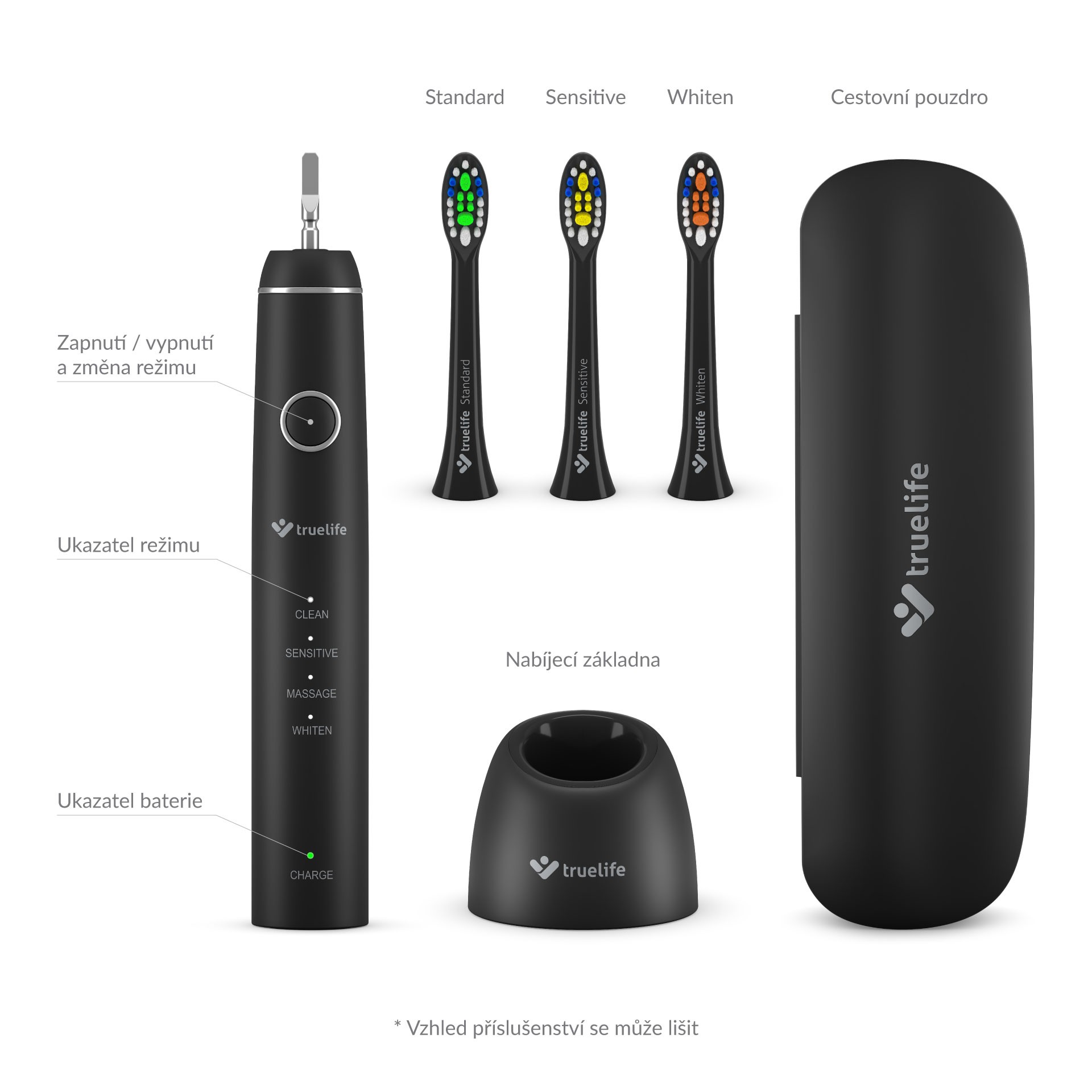 TrueLife SonicBrush Compact Black sonický kartáček - ROZBALENÉ ZBOŽÍ