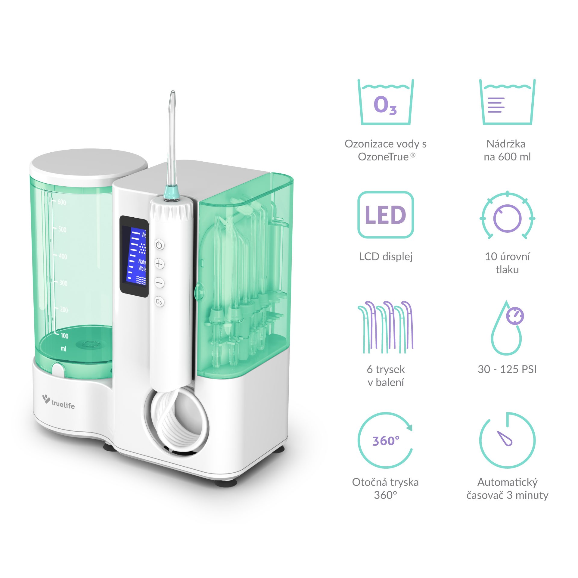 TrueLife AquaFloss Station O300 Ozone ústní sprcha - ROZBALENÉ ZBOŽÍ