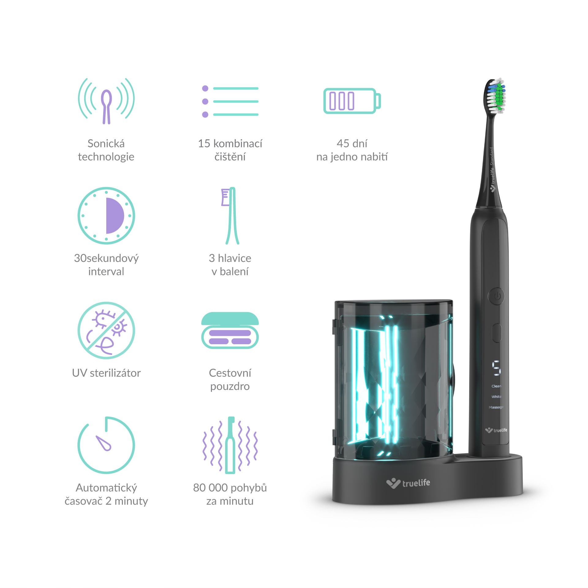 TrueLife SonicBrush K150 UV sonický kartáček - ROZBALENÉ ZBOŽÍ