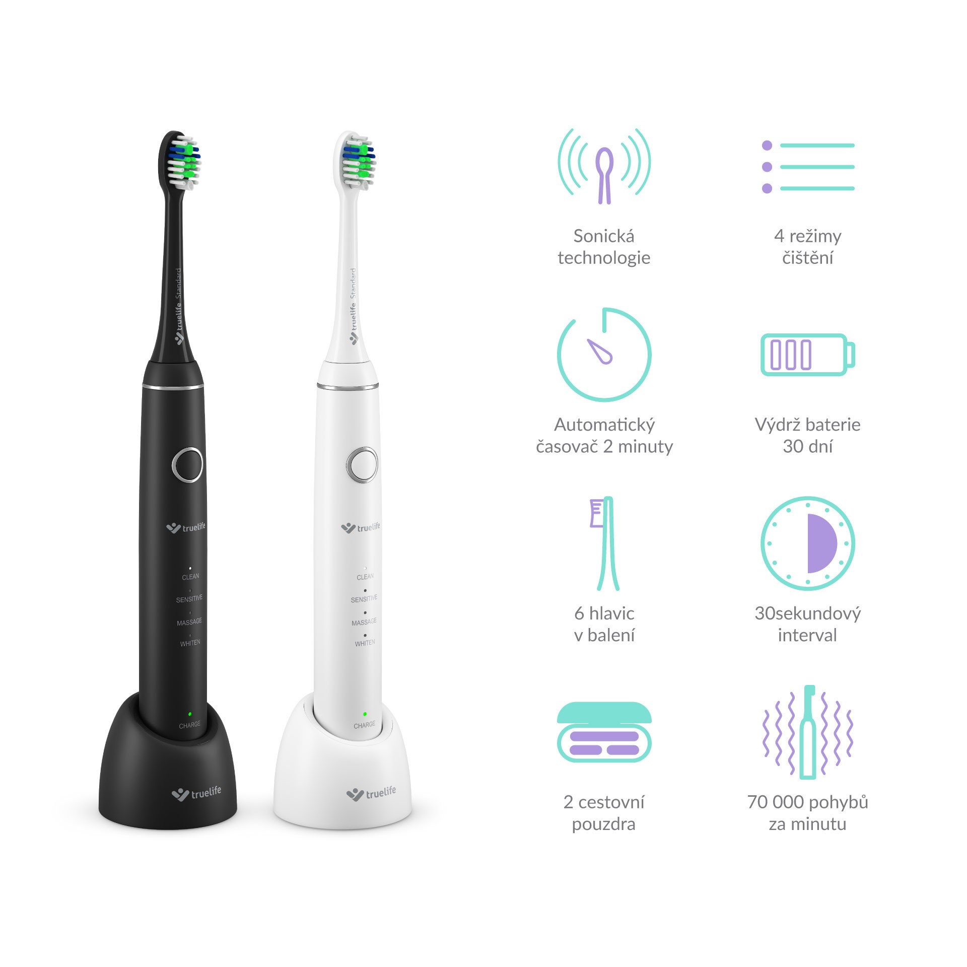 TrueLife SonicBrush Compact Duo sonický kartáček 2 ks - POŠKOZENÝ OBAL