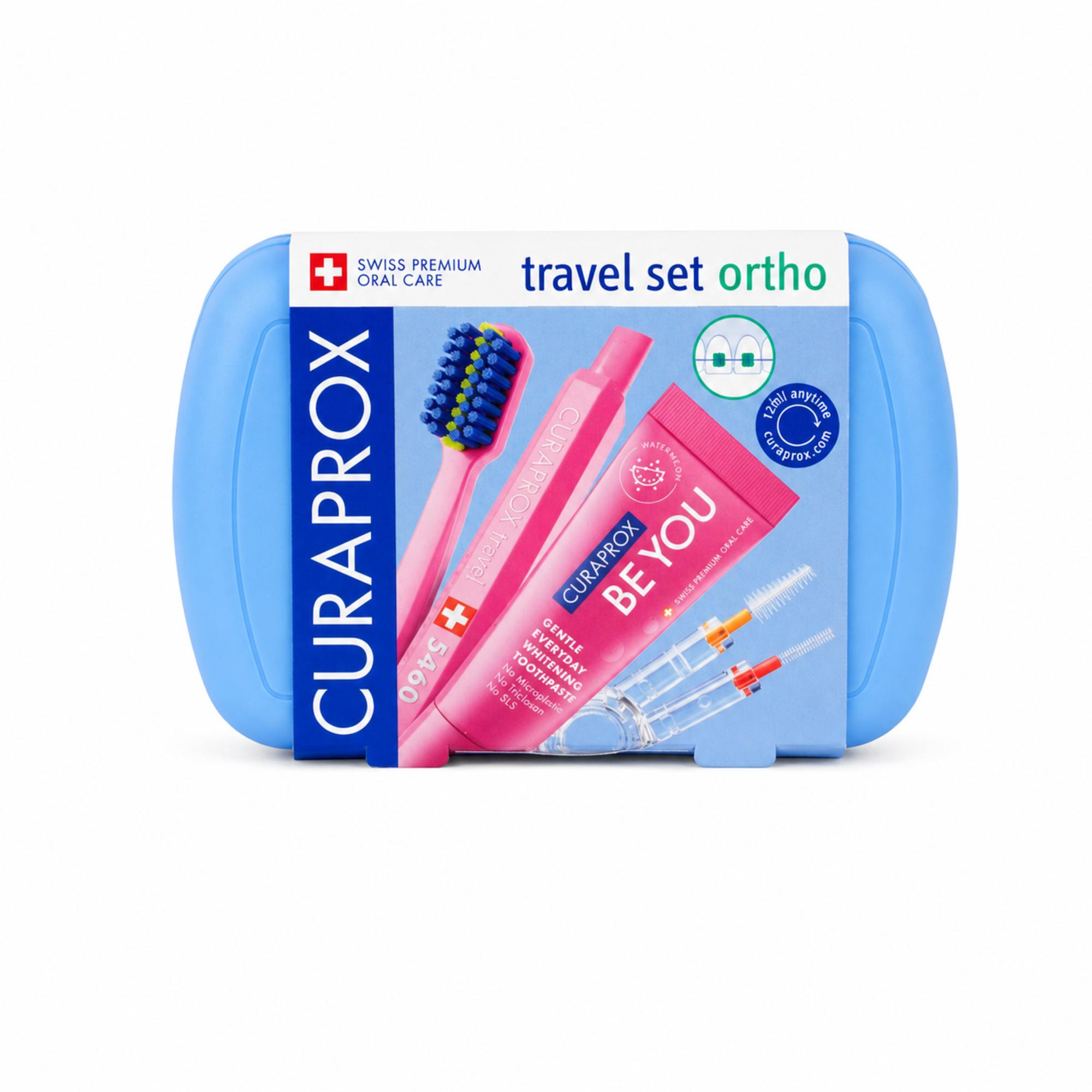 Curaprox cestovní sada pro péči o rovnátka - MODRÁ