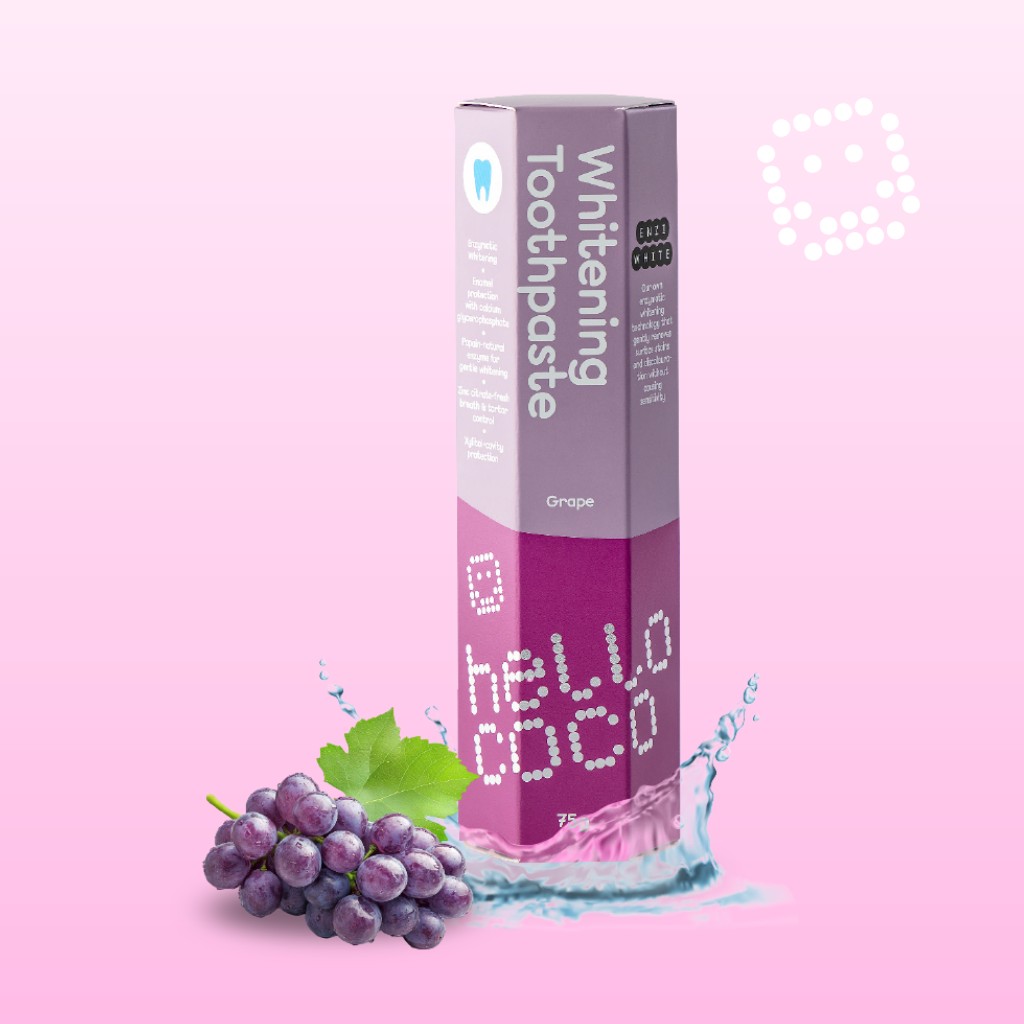 Hello Coco Grape Enzi White bělicí zubní pasta 75 g