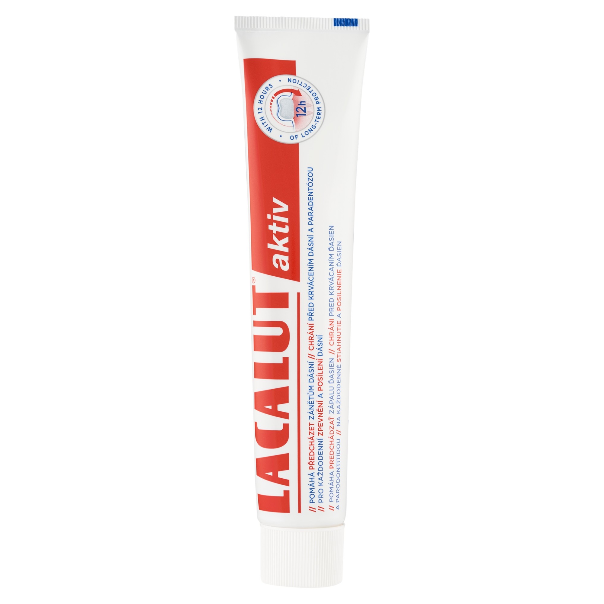 Lacalut Aktiv zubní pasta 75 ml - Lacalut Aktiv zubní pasta tuba bílá červená