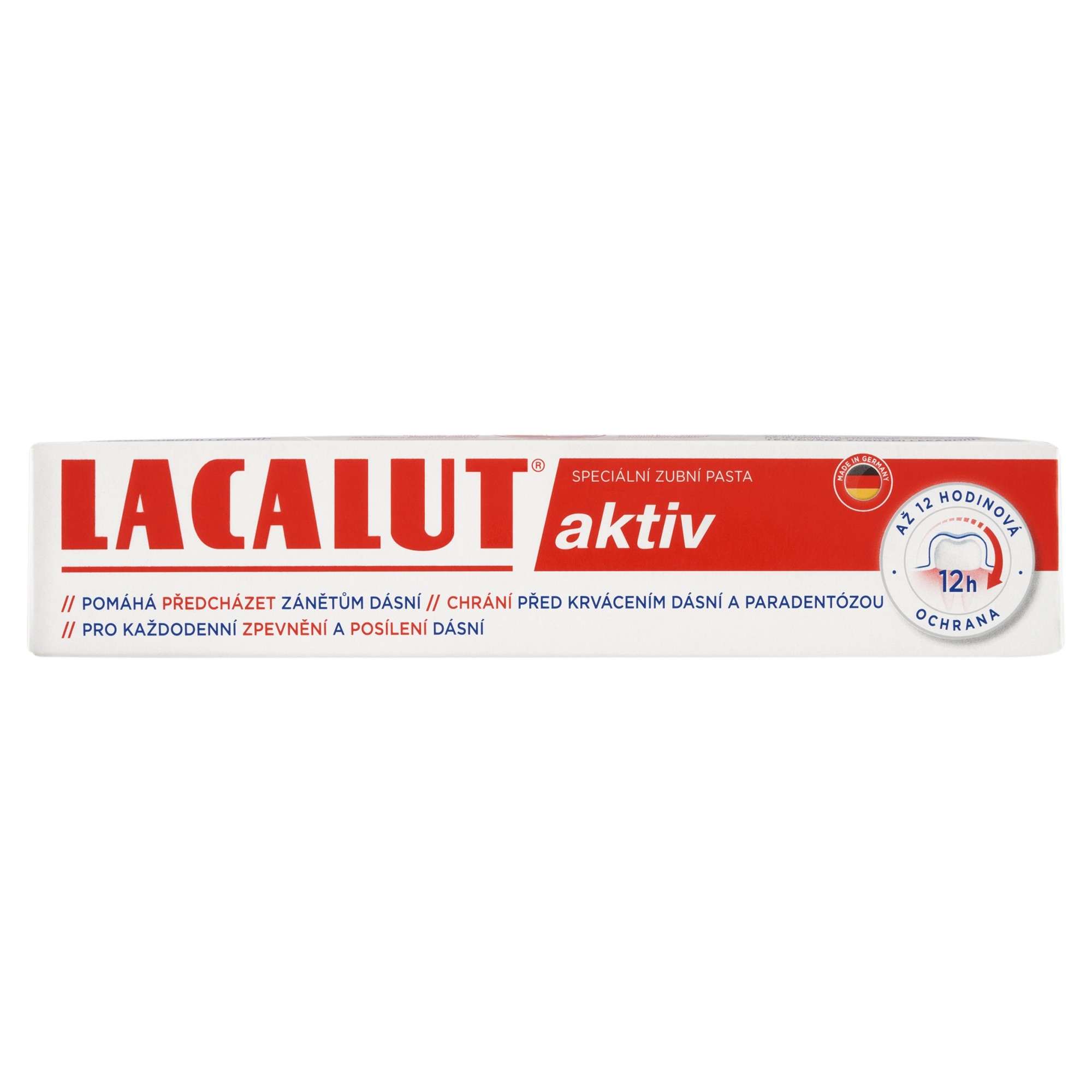 Lacalut Aktiv zubní pasta 75 ml - Lacalut Aktiv zubní pasta krabička čelní pohled
