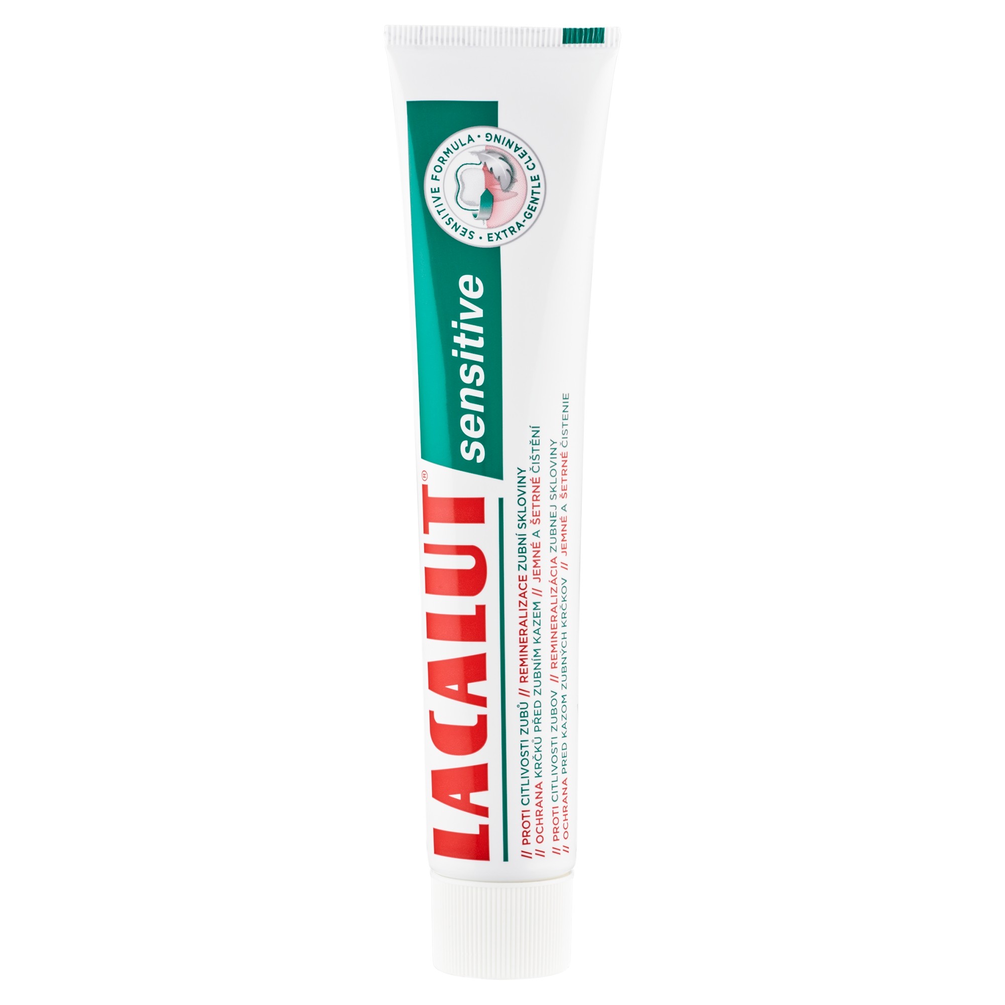 Lacalut Sensitive zubní pasta 75 ml - Lacalut Sensitive zubní pasta tuba bílá tyrkysová