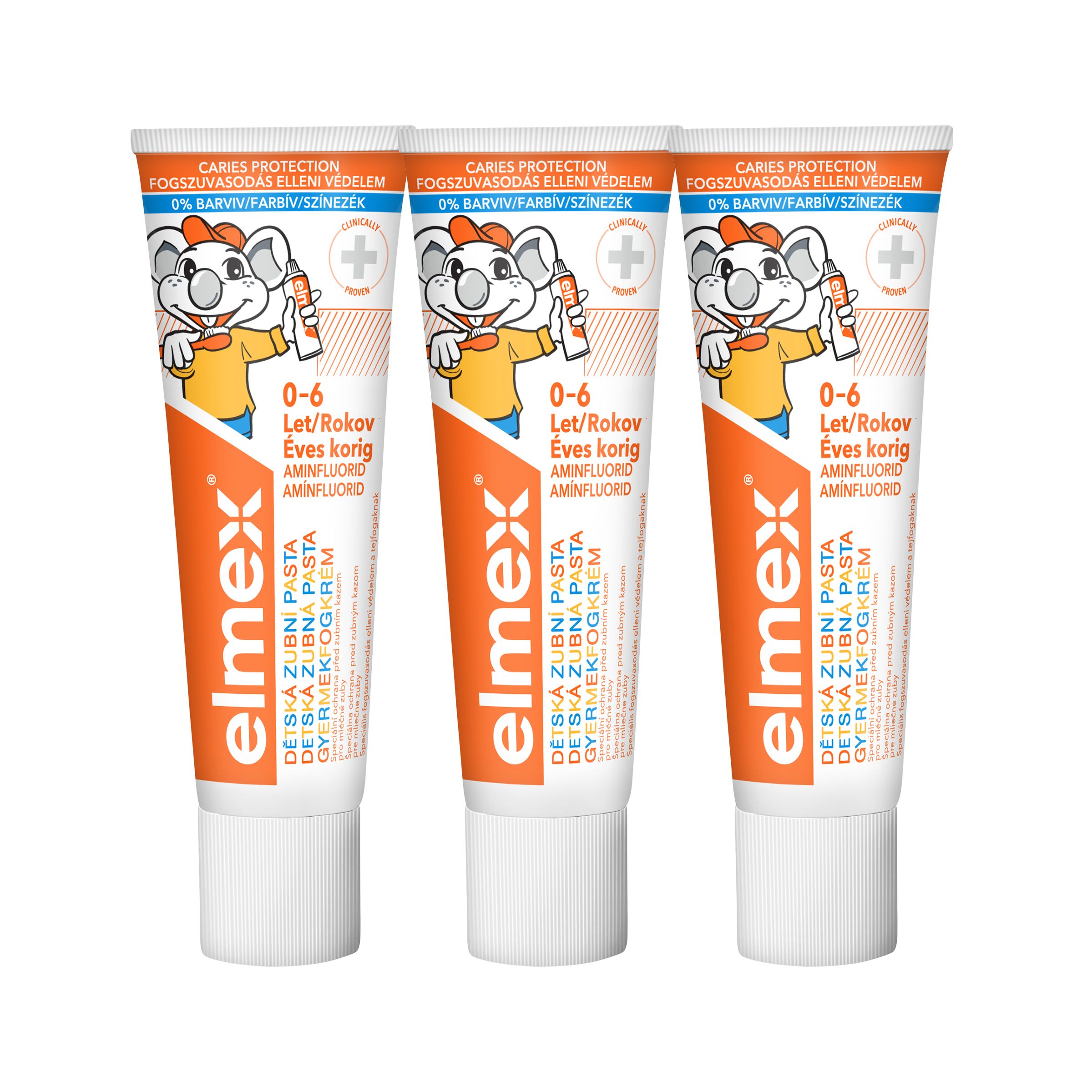 Elmex Kids 0–6 let dětská zubní pasta 3×50 ml