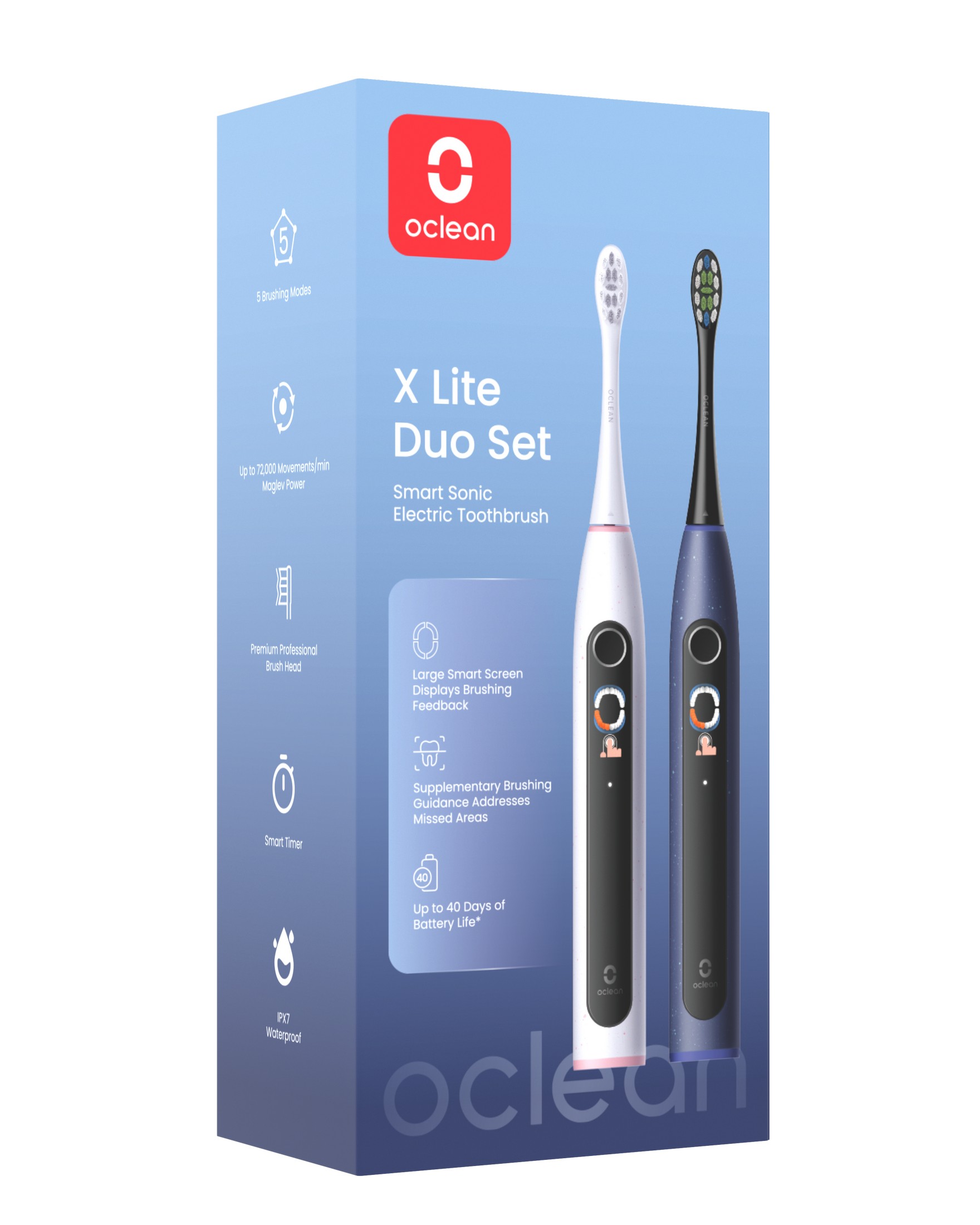 Oclean X Lite Duo Set Dark Blue+Grey sonický kartáček 2 ks