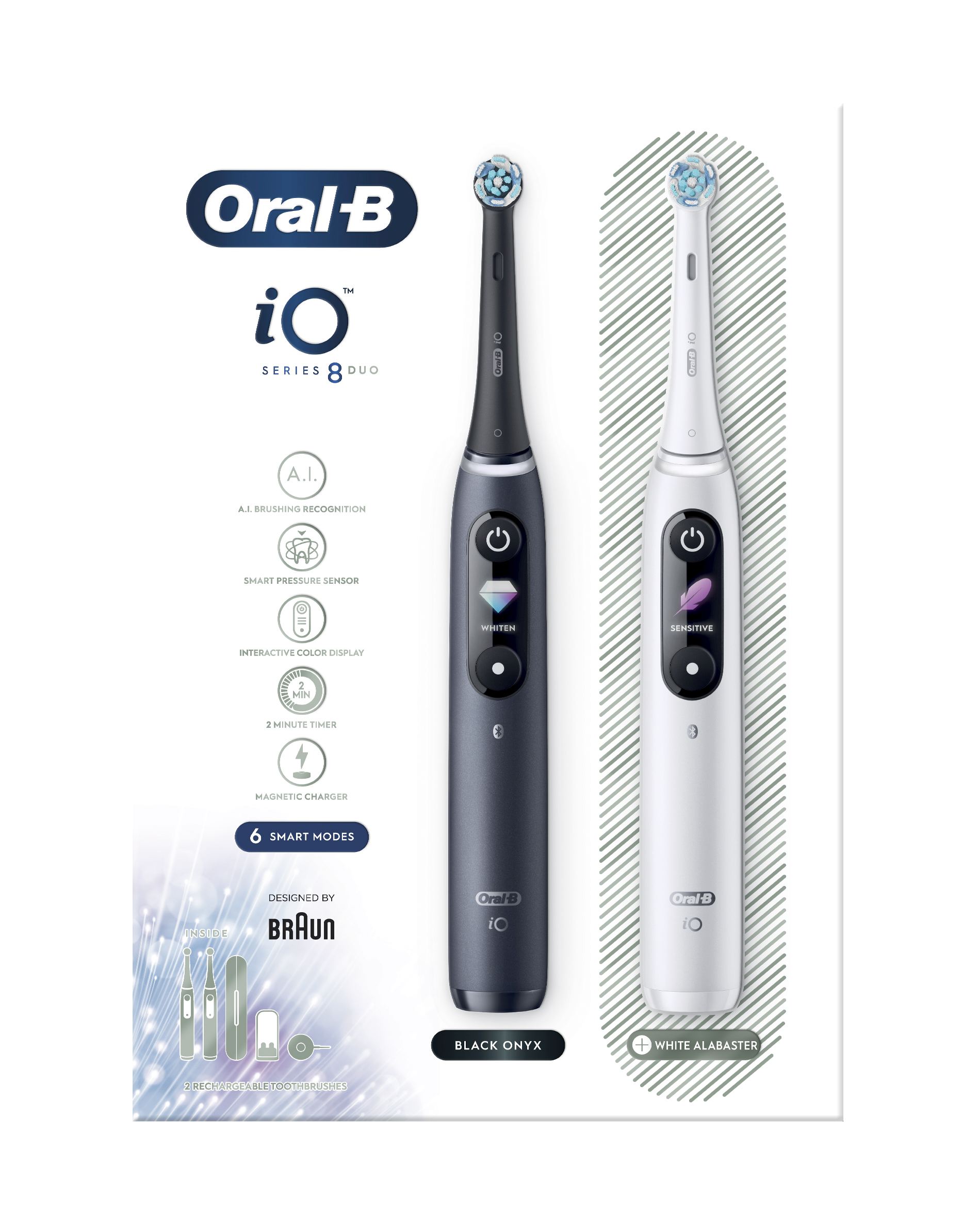 Oral-B iO Series 8 Duo White+Black magnetický kartáček 2 ks