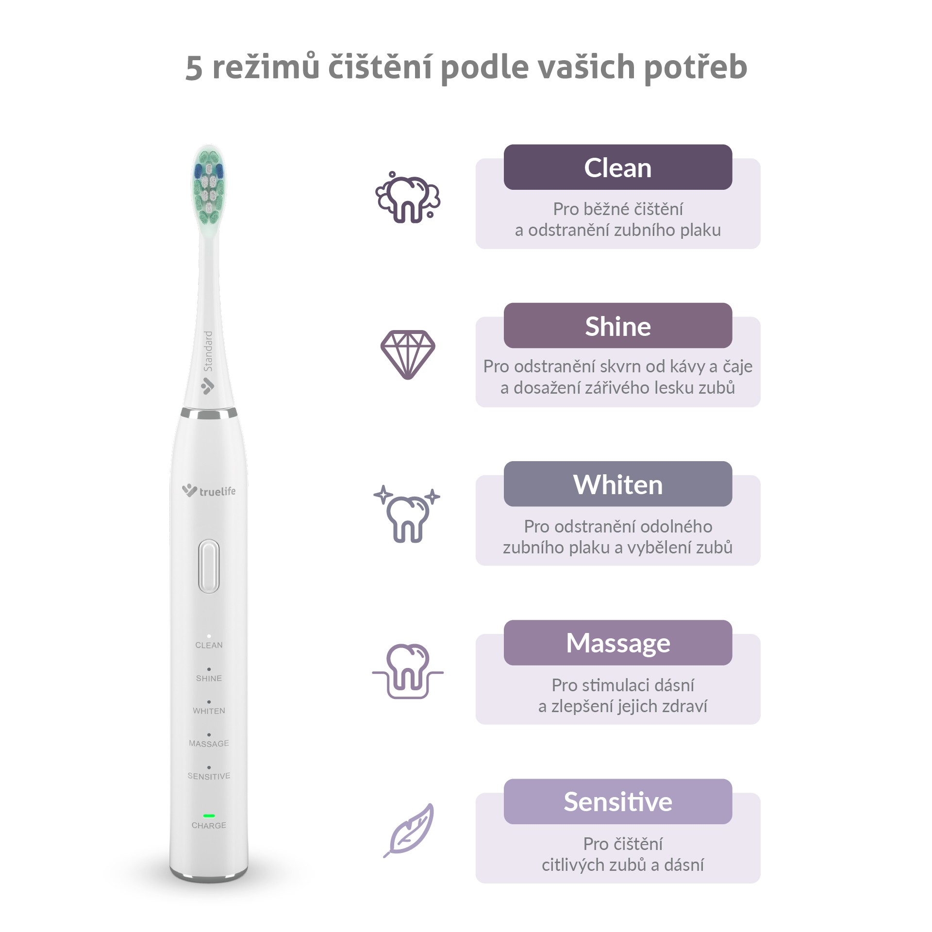 TrueLife SonicBrush Clean30 White sonický kartáček - ROZBALENÉ ZBOŽÍ