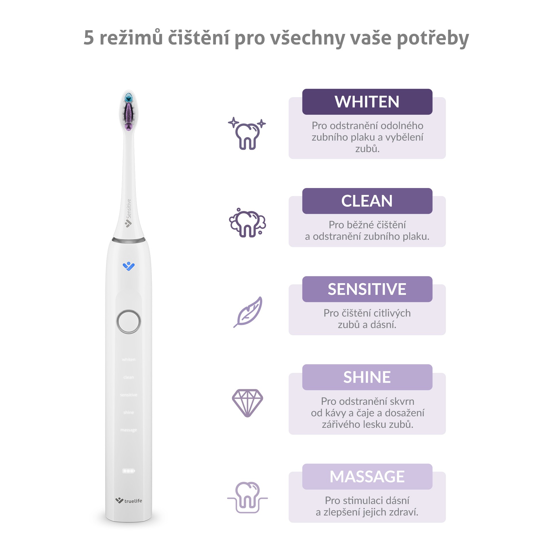 TrueLife SonicBrush Clean70 UV White sonický kartáček - ROZBALENÉ ZBOŽÍ