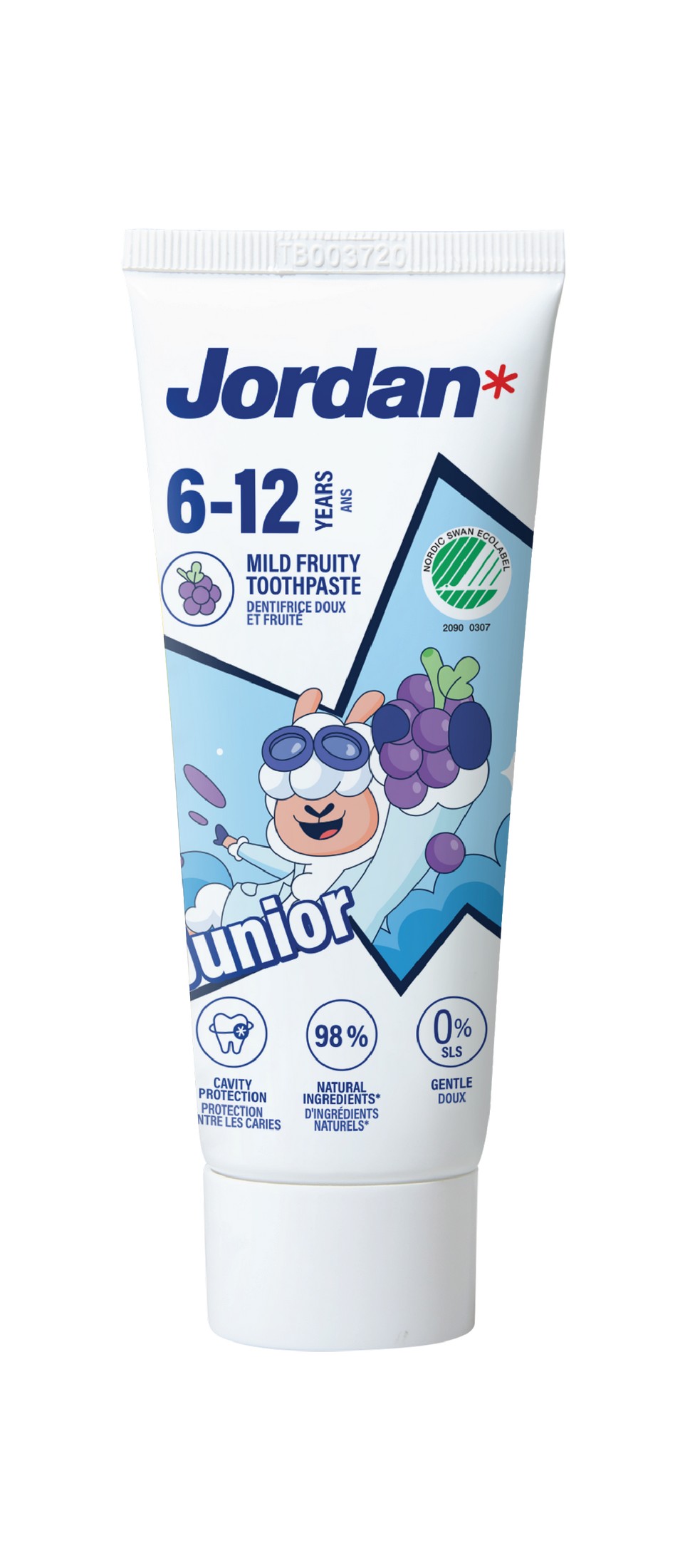 Jordan Junior 6-12 dětská zubní pasta 50 ml - Dětská zubní pasta Jordan Junior 6-12 let ovce bílá tuba