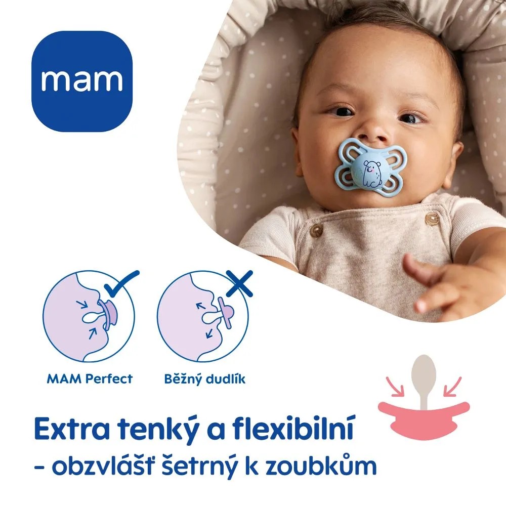 Mam Perfect Night 0+ silikonový dudlík 2 ks - růžový a fialový