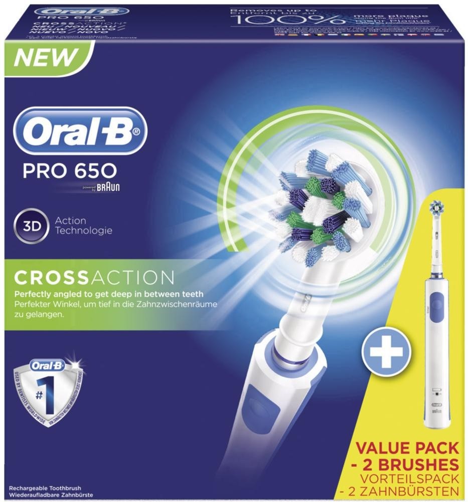 Braun Oral-B PRO 650 CrossAction zubní kartáček 1+1 tělo