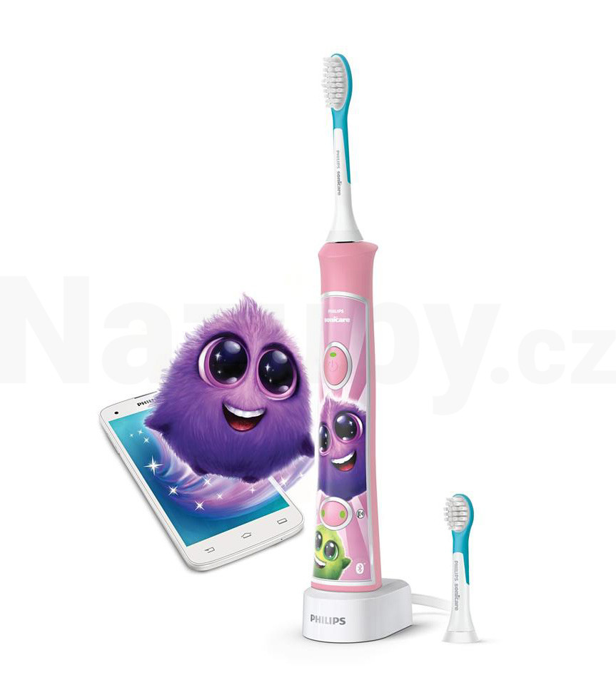 Fotografie PHILIPS SONICARE for Kids HX6352/42 růžový sonický elektrický zubní kartáček pro děti