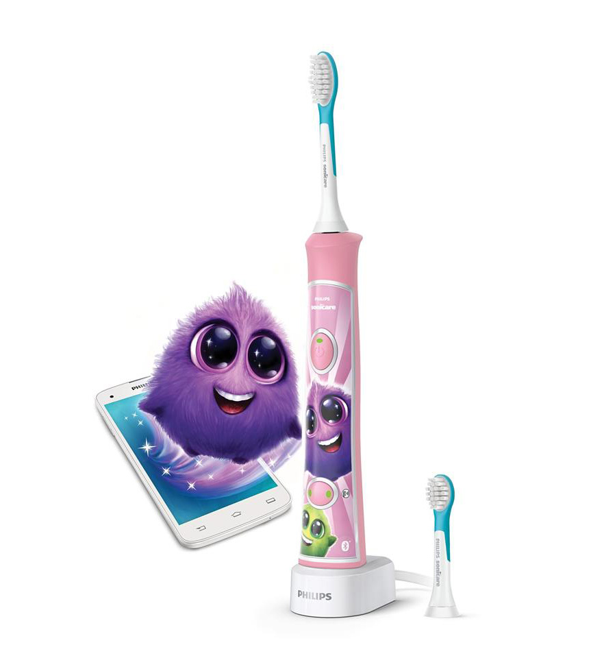 Fotografie PHILIPS SONICARE for Kids HX6352/42 růžový sonický elektrický zubní kartáček pro děti