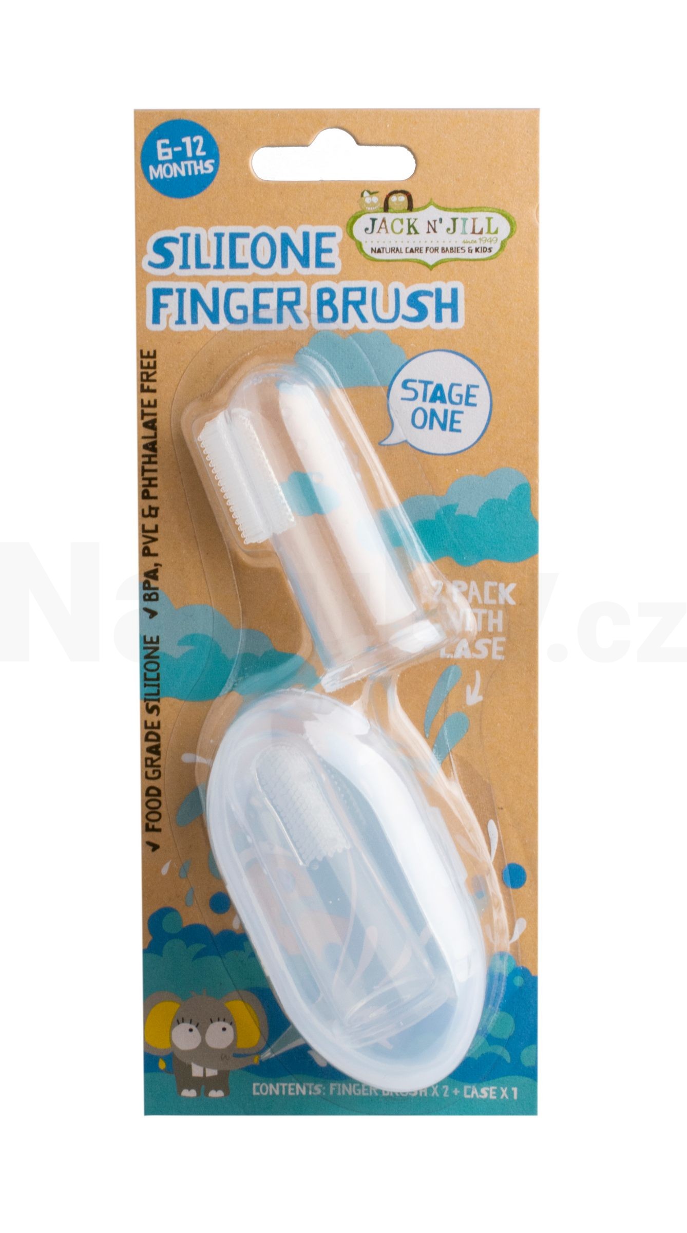 Jack N' Jill Finger Brush silikonový kartáček na prst 2 ks
