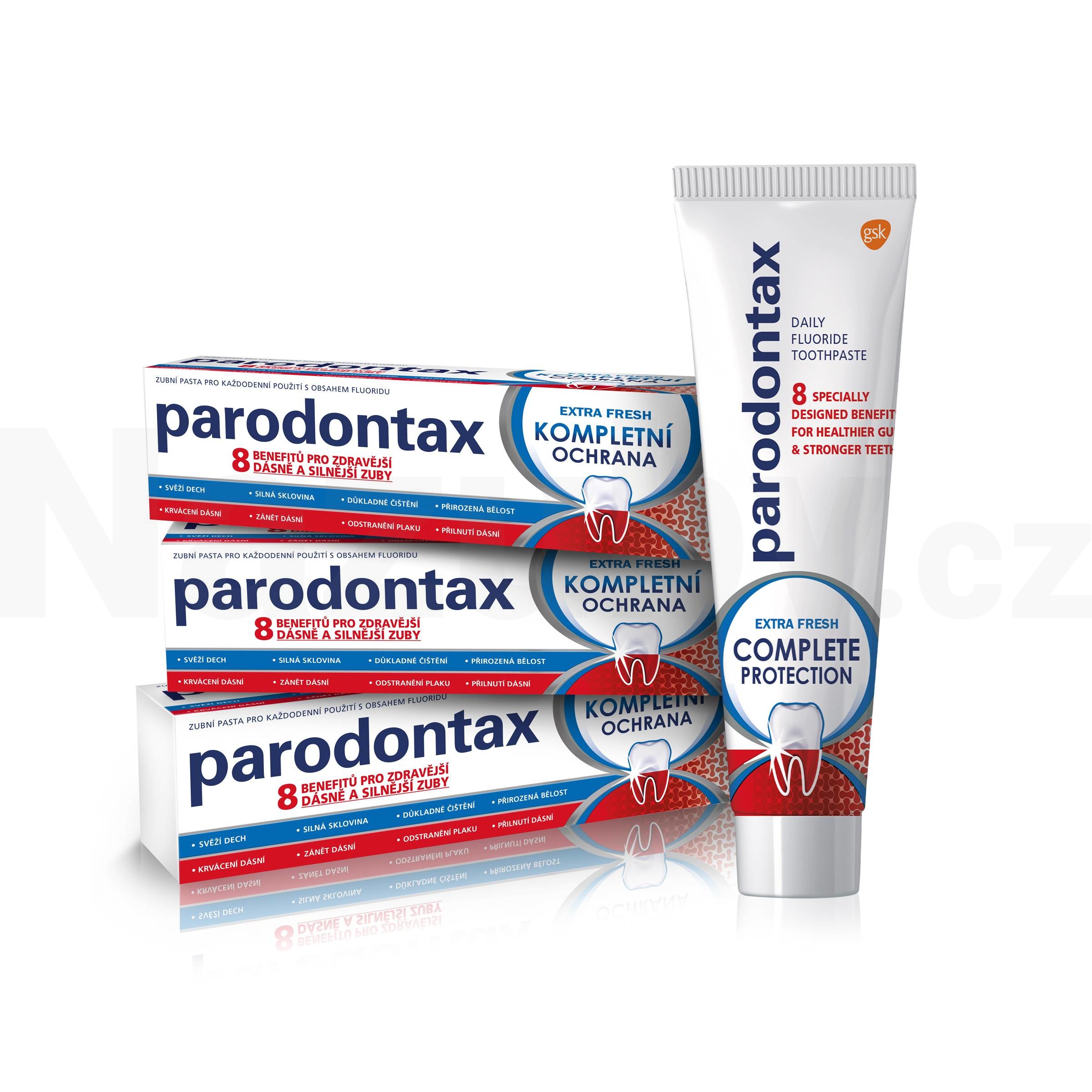 Fotografie Parodontax Zubní pasta se svěží příchutí Kompletní ochrana Extra Fresh 3x75 ml