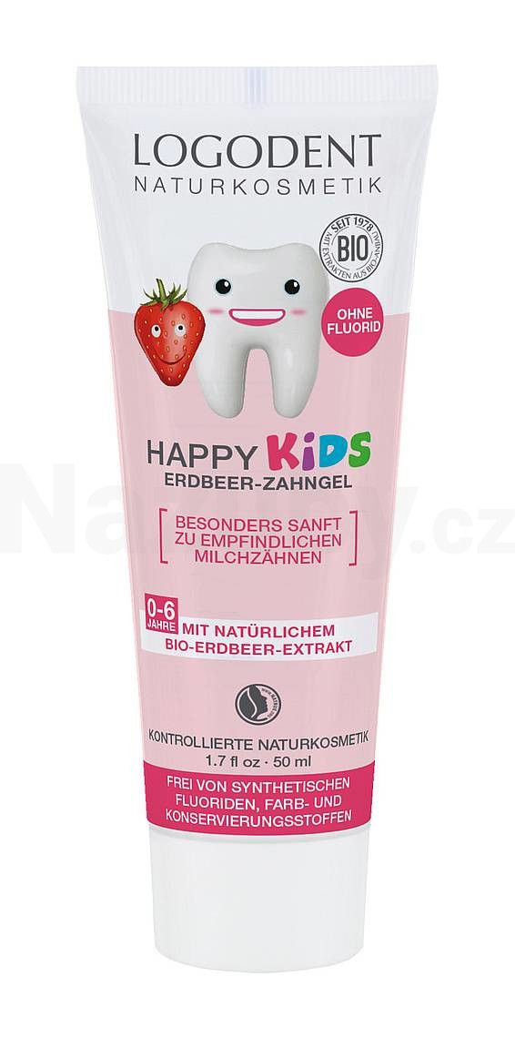 Logodent Happy Kids Strawberry dětská zubní pasta 50 ml