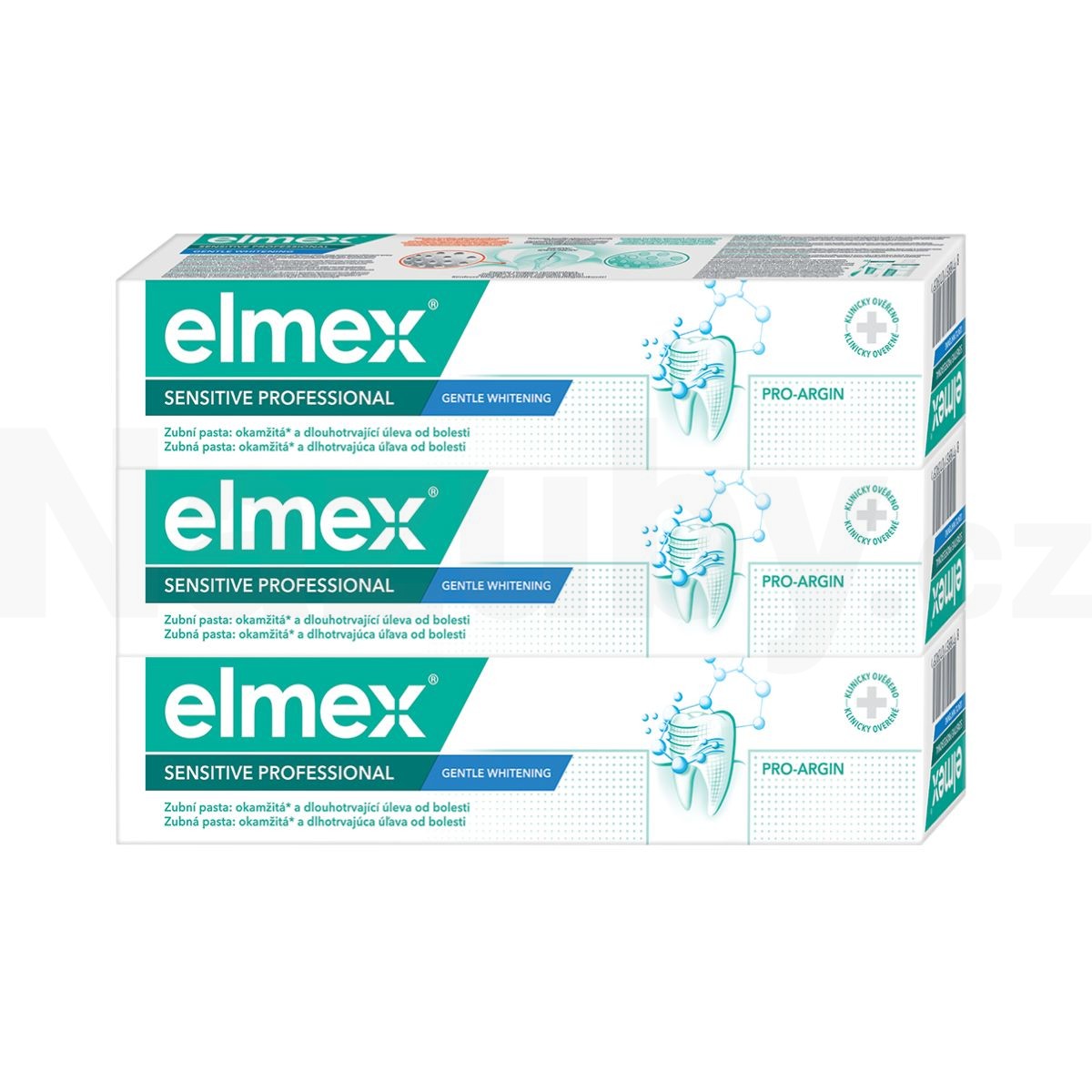 Fotografie Elmex Sensitive Professional Gentle Whitening zubní pasta na citlivé zuby 3 x 75 ml