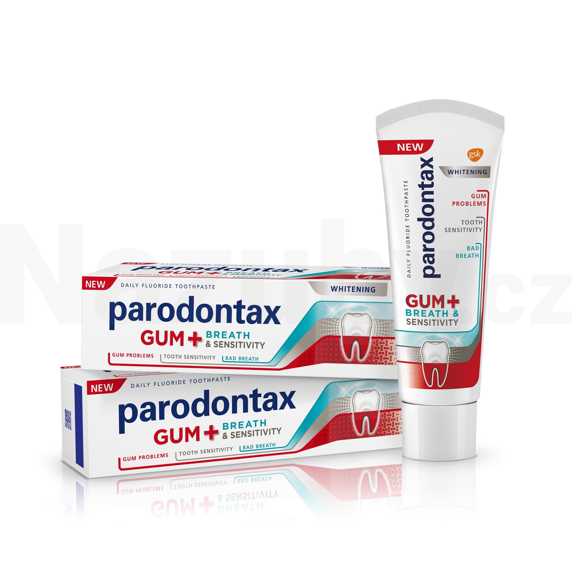 Fotografie Parodontax pro dásně, dech a citlivé zuby Whitening 2 x 75 ml
