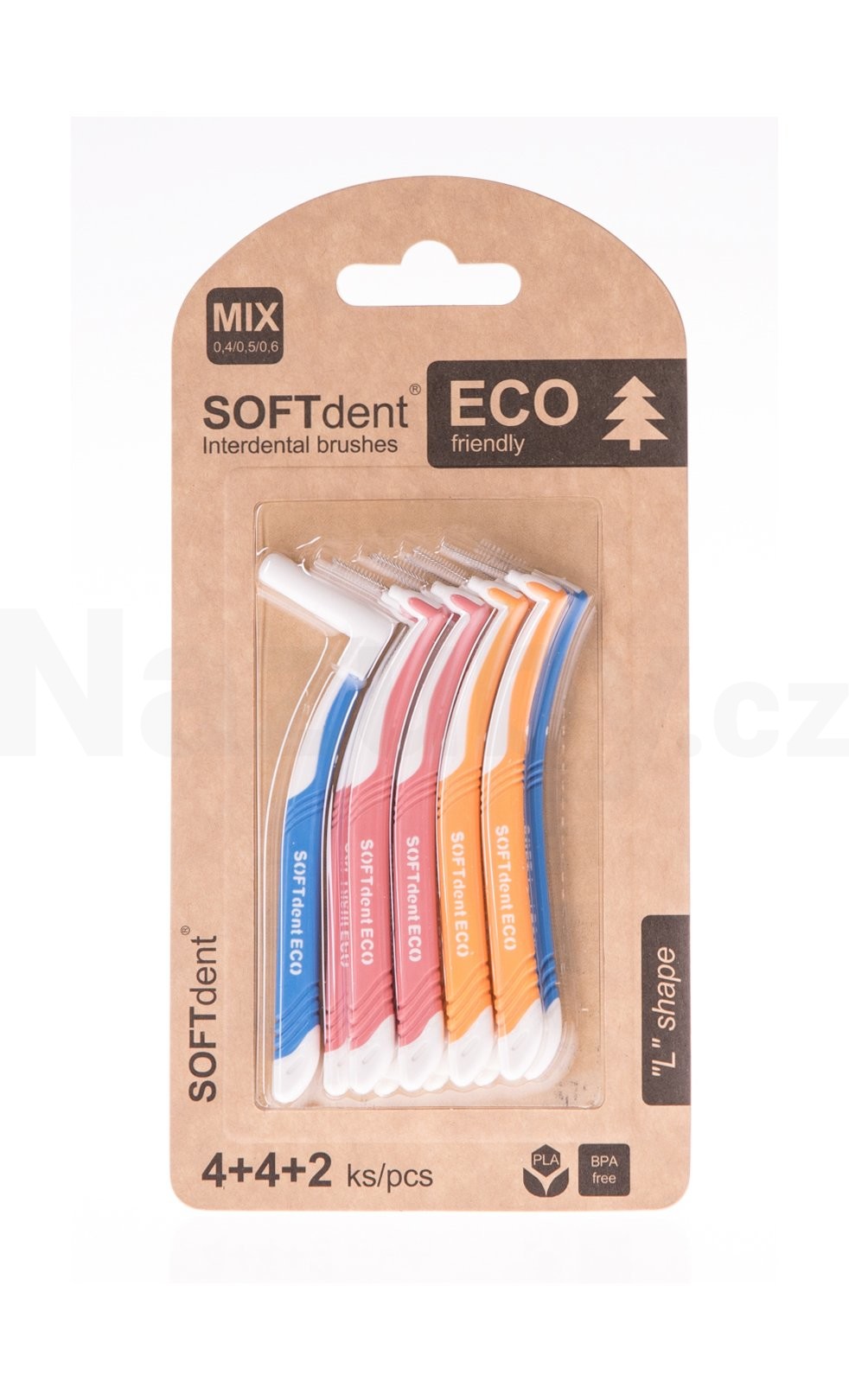 Fotografie SoftDent Eco mezizubní kartáček zahnutý, mix velikostí, 10 ks