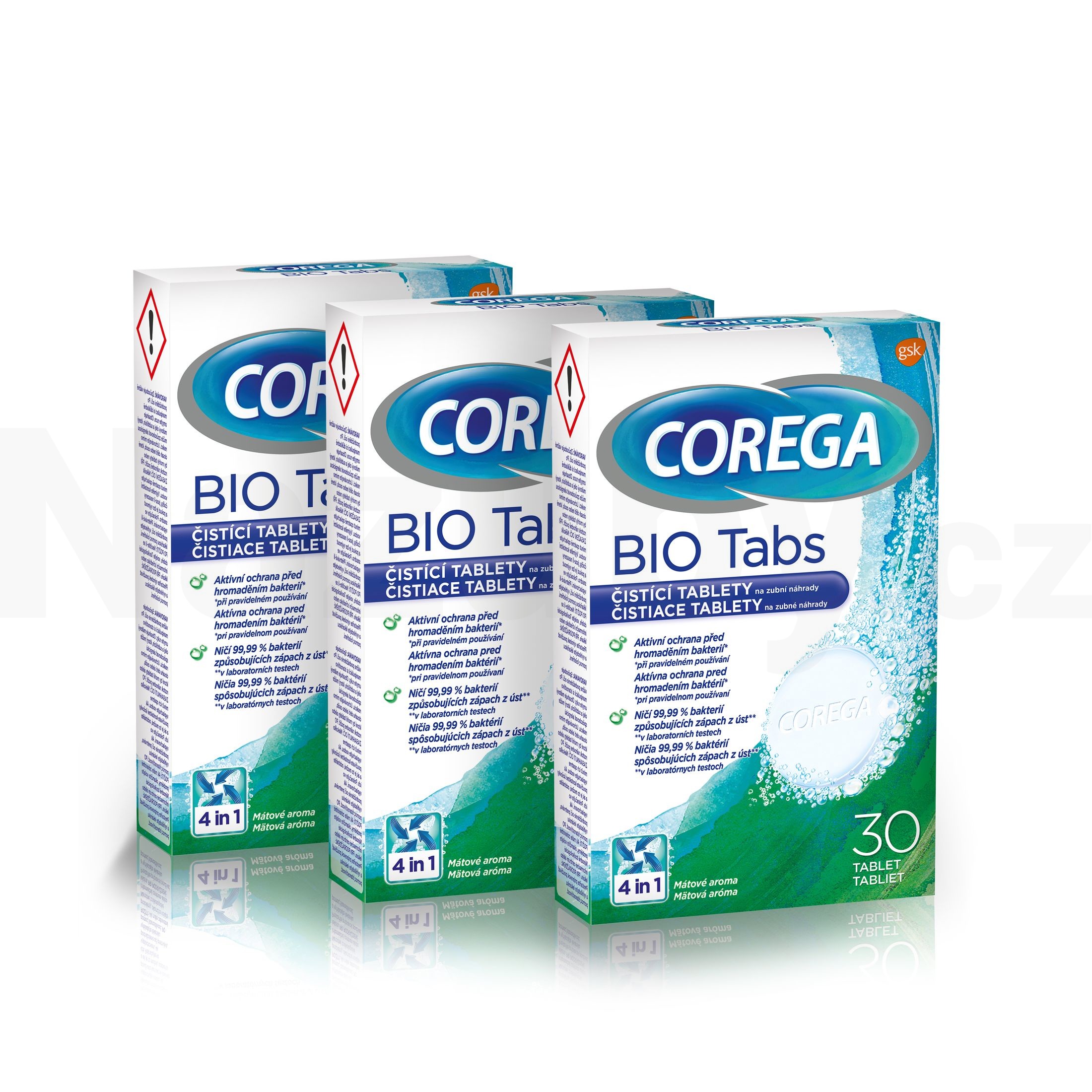 Corega Antibakteriální čisticí tablety 3x30 ks